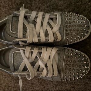 Silver Studded Sneakers with White Laces